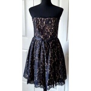 Neiman Marcus Robert Rodriguez Womens Sz6 Strapless Black Formal Lace Dress EUC